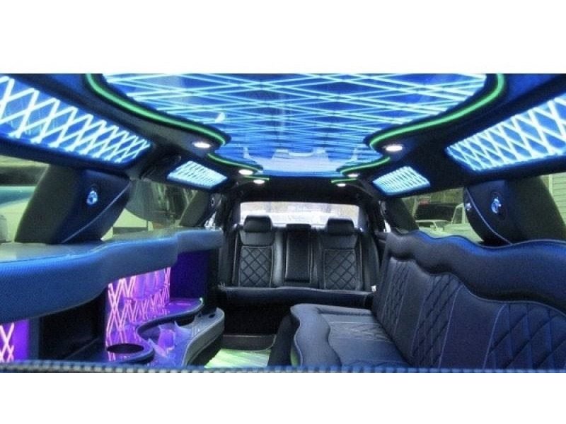 Chrysler 300 Stretch Limousine interior with LED ceiling and bar — Ballantyne Limousine, Charlotte NC