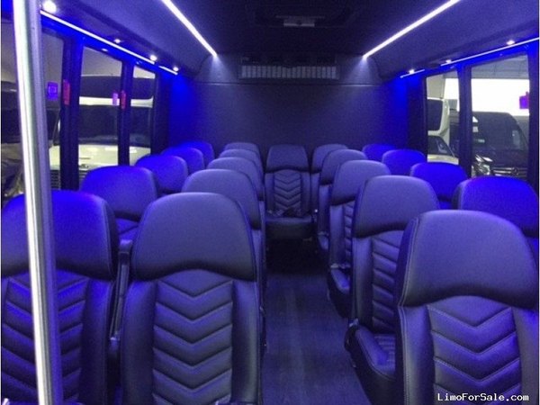 Minibus interior with blue leather seating — Ballantyne Limousine, Charlotte NC